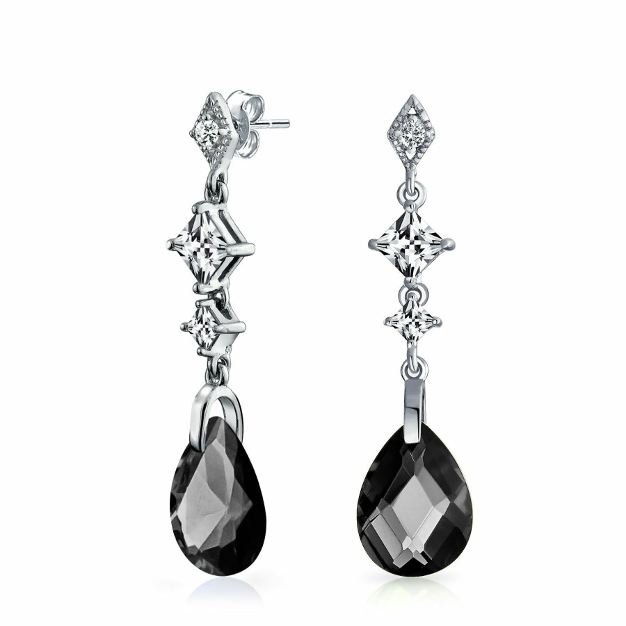 Shop Women Bling Jewelry Chandelier Earrings | Briolette Teardrop Cz Chandelier Earrings Sterling Silver More Colors