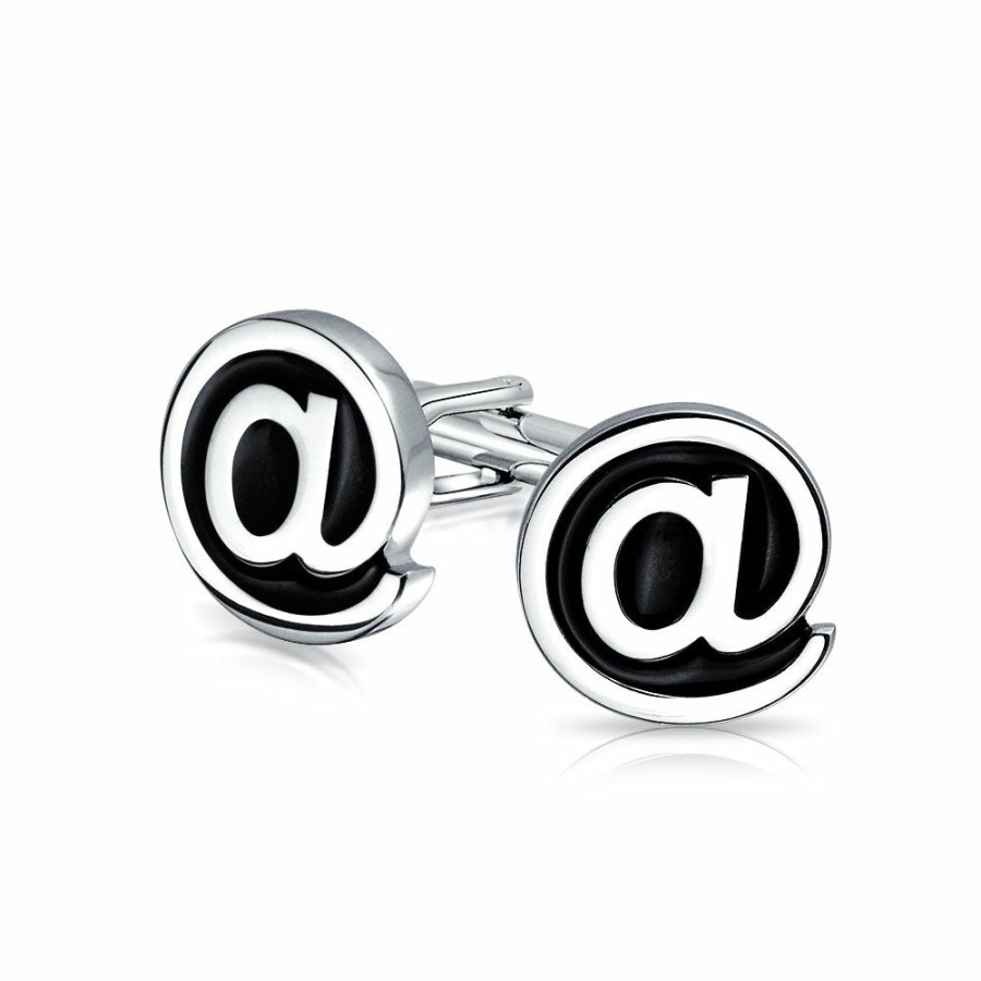 Shop Men Bling Jewelry Cufflinks | Computer Text Geek Symbol Black At Cufflinks Stainless Steel