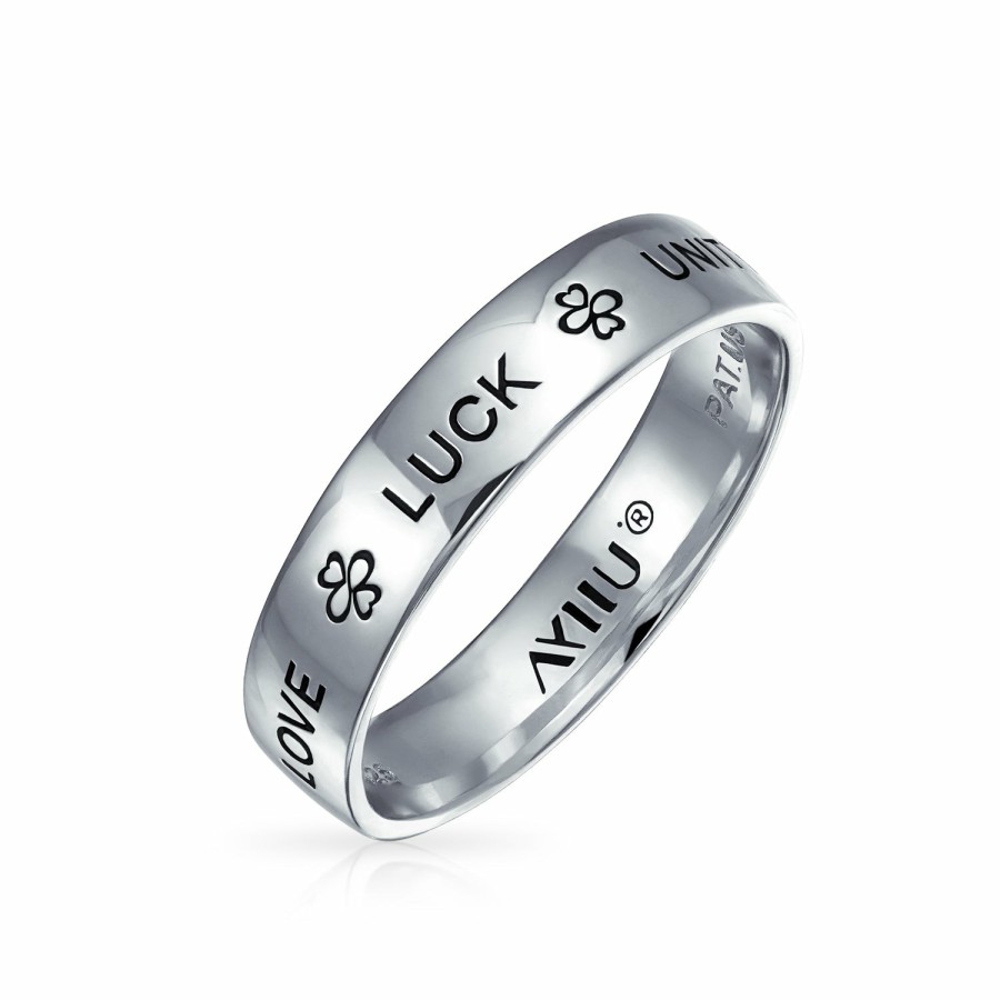 Shop Women Bling Jewelry Engravable Rings | Ayllu Heart Infinity Clover Love Luck Unity Wedding Band Ring Sterling