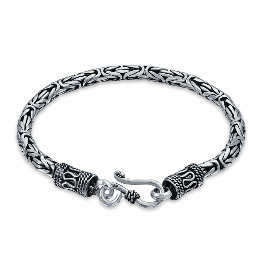 Shop Women Bling Jewelry Unique Bracelets | Bali Byzantine Chain Link Bracelet Eye And Hook 925 Sterling