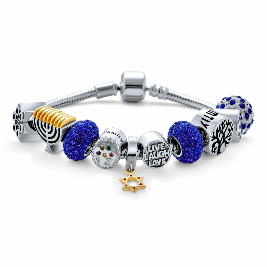 Shop Women Bling Jewelry Starter Bead Bracelets | Judaic Star Of David Fine European Multi Hanukkah Charms Bead Bracelet