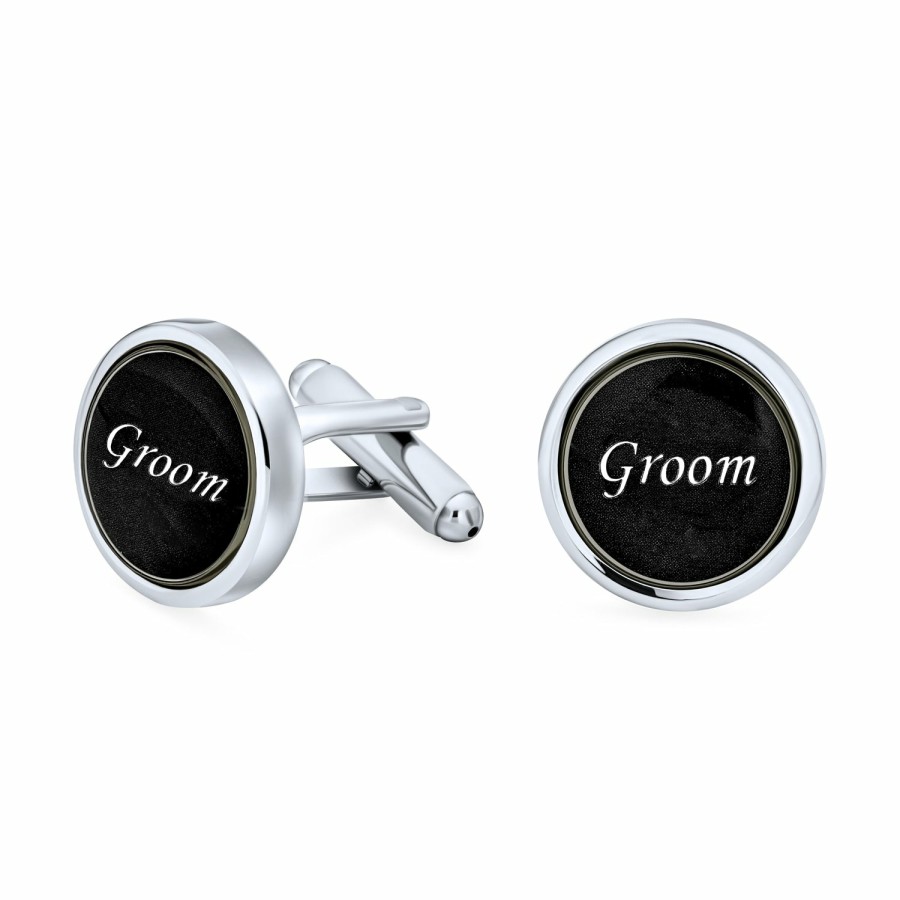 Shop Men Bling Jewelry Cufflinks | Best Men Round Black Shirt Cufflinks Groomsmen Wedding Gift Brass