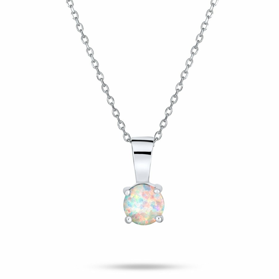 Shop Women Bling Jewelry Pendant Necklaces | 1Ct Solitaire Created Opal Pendant Necklace Gold Sterling Silver