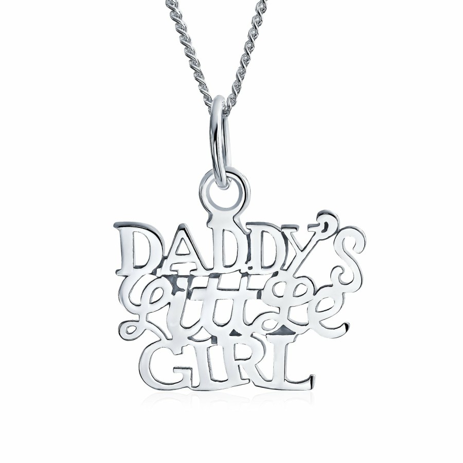 Shop Women Bling Jewelry Pendant Necklaces | Daddys Little Name Plated Pendant .925 Sterling Silver Necklace 16 In