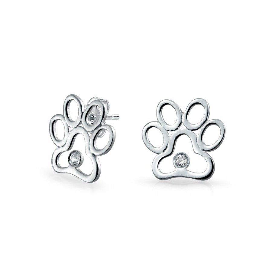 Shop Women Bling Jewelry | Bff Lover Pet Dog Cat Paw Print Dangle Stud Earrings Puppy .925