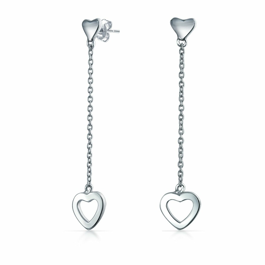 Shop Women Bling Jewelry Stud Earrings | Romantic Heart Stud Earrings Necklace Simple Polished .925 Sterling