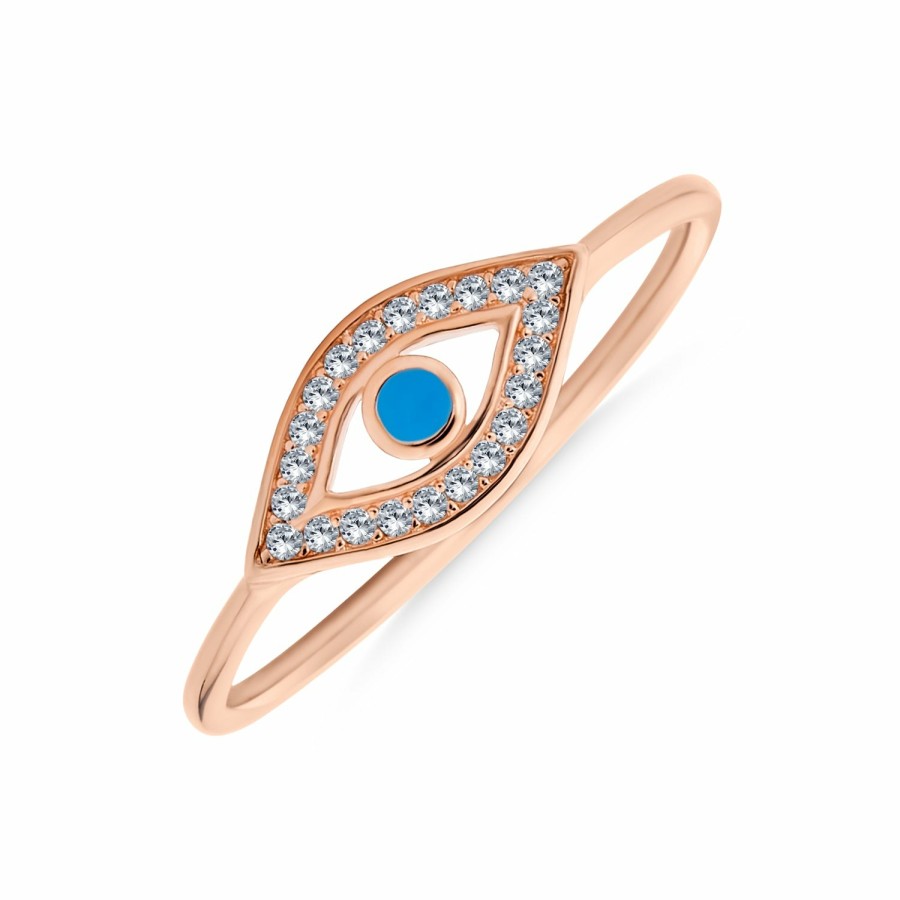 Shop Women Bling Jewelry Delicate Midi Rings | Plated .925 Sterling Midi Knuckle Cz Halo Evil Eye Ring